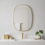 32" Gold Aluminum Oval Framed Bathroom Vanity Mirror