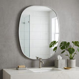 32" Silver Aluminum Oval Framed Bathroom Vanity Mirror