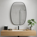 48" Black Aluminum Oval Framed Bathroom Vanity Mirror