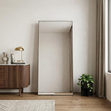 71" Black Aluminum Wall Mounted Leaning And Freestanding Framed Full Length Mirror
