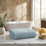 Aqua Geometric Turkish Cotton 27" X 54" Bath Towel