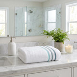 White Striped Turkish Cotton 27" X 54" Bath Towel