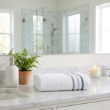 White Striped Turkish Cotton 27" X 54" Bath Towel
