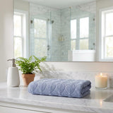 Blue Jacquard Turkish Cotton 27" X 54" Bath Towel