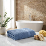 Navy Blue Chevron Turkish Cotton 40" X 70" Bath Sheet