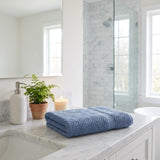 Navy Blue Chevron Turkish Cotton 27" X 54" Bath Towel