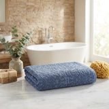 Blue Turkish Cotton 27" X 54" Damask Bath Towel