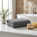 Dark Gray Turkish Cotton 27" X 54" Checkered Bath Towel