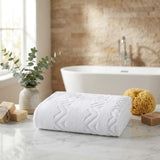 White Jacquard Turkish Cotton 27" X 54" Chevron Bath Towel