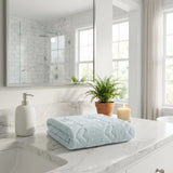 Aqua Jacquard Turkish Cotton 27" X 54" Chevron Bath Towel