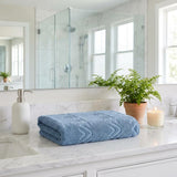 Navy Blue Jacquard Turkish Cotton 27" X 54" Chevron Bath Towel