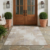 3' X 5' Ivory And Beige Abstract Washable Indoor Outdoor Area Rug
