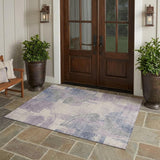 3' X 5' Lavender And Purple Abstract Washable Indoor Outdoor Area Rug