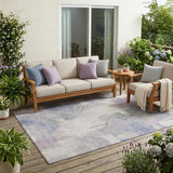 5' X 8' Lavender And Purple Abstract Washable Indoor Outdoor Area Rug