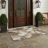 3' X 5' Brown And Beige Abstract Washable Indoor Outdoor Area Rug