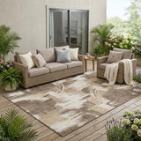 5' X 8' Brown And Beige Abstract Washable Indoor Outdoor Area Rug