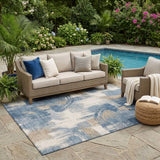 5' X 8' Navy Blue And Blue Abstract Washable Indoor Outdoor Area Rug