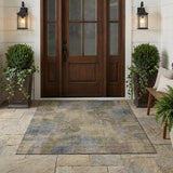3' X 5' Olive Green And Green Abstract Washable Indoor Outdoor Area Rug