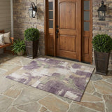 3' X 5' Plum And Purple Abstract Washable Indoor Outdoor Area Rug