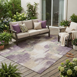5' X 8' Plum And Purple Abstract Washable Indoor Outdoor Area Rug