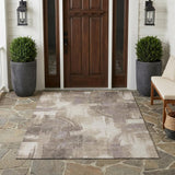 3' X 5' Ivory And Beige Abstract Washable Indoor Outdoor Area Rug