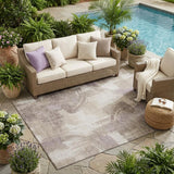 5' X 8' Ivory And Beige Abstract Washable Indoor Outdoor Area Rug
