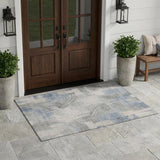 3' X 5' Silver And Gray Abstract Washable Indoor Outdoor Area Rug