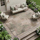 8' X 10' Taupe And Brown Abstract Washable Indoor Outdoor Area Rug