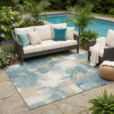 5' X 8' Turquoise And Teal Blue Abstract Washable Indoor Outdoor Area Rug