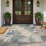 3' X 5' Wheat And Gold Abstract Washable Indoor Outdoor Area Rug