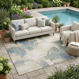 5' X 8' Wheat And Gold Abstract Washable Indoor Outdoor Area Rug