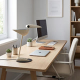 17" White Two Light Swing Arm Bird Desk Lamp