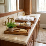 13" Natural Solid Wood Bathroom Storage Furniture Set