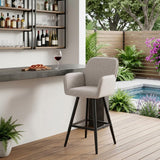 31" Beige Aluminum Swivel Outdoor Bar Height Chair