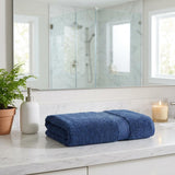 Set of Two Navy Blue Turkish Cotton 60" X 40" Bath Sheet