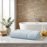 Set of Two Aqua Chevron Turkish Cotton 70" X 40" Bath Sheet