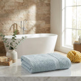 Set of Two Aqua Chevron Turkish Cotton 54" X 27" Bath Towels