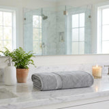 Set of Two Light Gray Chevron Turkish Cotton 70" X 40" Bath Sheet