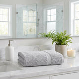 Set of Two Light Gray Chevron Turkish Cotton 54" X 27" Bath Towels