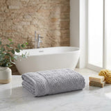 Set of Two Light Gray Chevron Turkish Cotton 30" X 16" Hand Towels