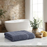 Set of Two Gray Chevron Turkish Cotton 70" X 40" Bath Sheet