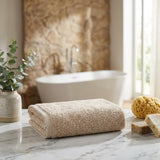 Set of Two Beige Turkish Cotton 30" X 16" Hand Towels