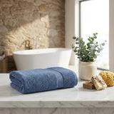 Set of Two Navy Blue Turkish Cotton 30" X 16" Hand Towels