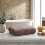 Set of Two Brown Turkish Cotton 54" X 27" Bath Towels