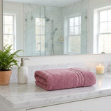 Set of Two Pink Turkish Cotton 66" X 35" Bath Sheet