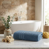 Set of Two Aqua Turkish Cotton 54" X 27" Bath Towels
