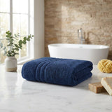 Set of Two Navy Blue Turkish Cotton 54" X 27" Bath Towels