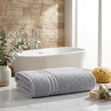 Set of Two Light Gray Turkish Cotton 66" X 35" Bath Sheet