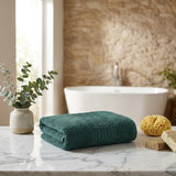 Set of Two Green Polka Dots Turkish Cotton 30" X 16" Hand Towels