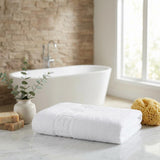 Set of Three White Greek Key Turkish Cotton 54" X 27" Bath Towels